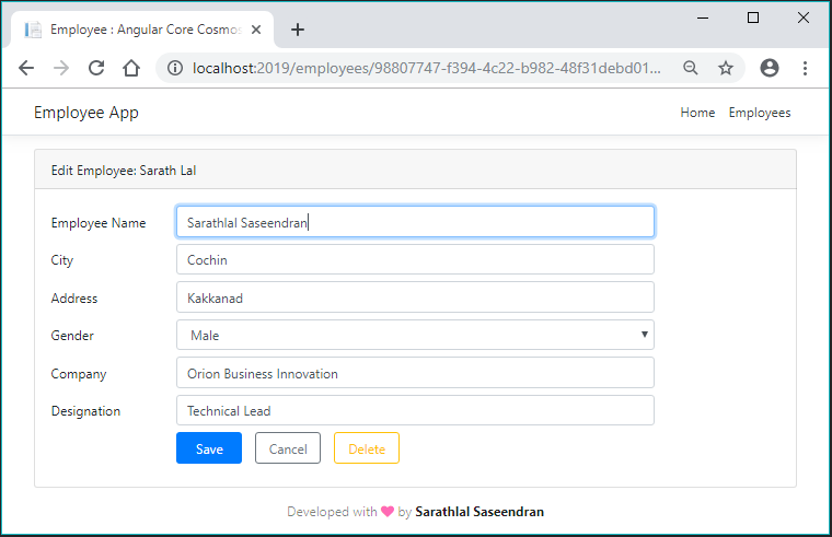 Angular App With ASP.NET Core And Cosmos DB